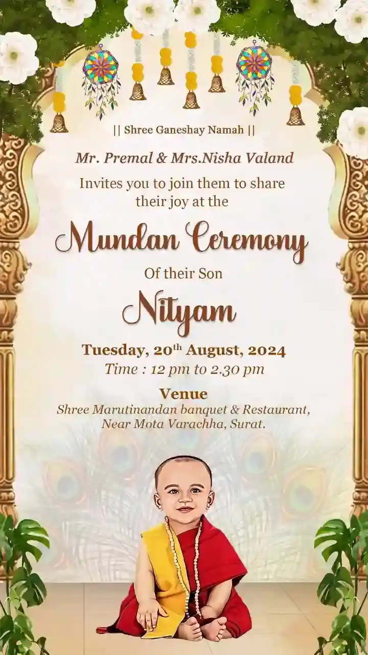 Stylish Mundan Ceremony Caricature Invitation Video Template