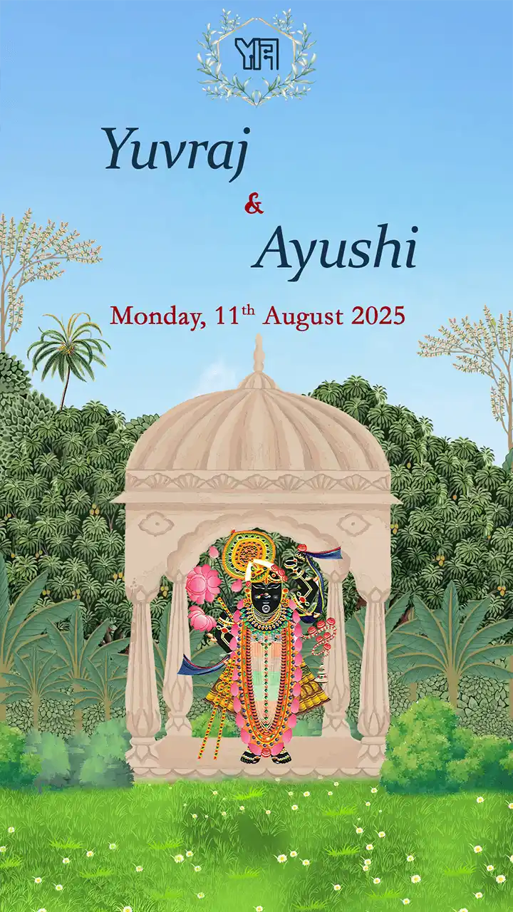 Yuvraj Ayushi Engagement Invitation Elegant Card Design