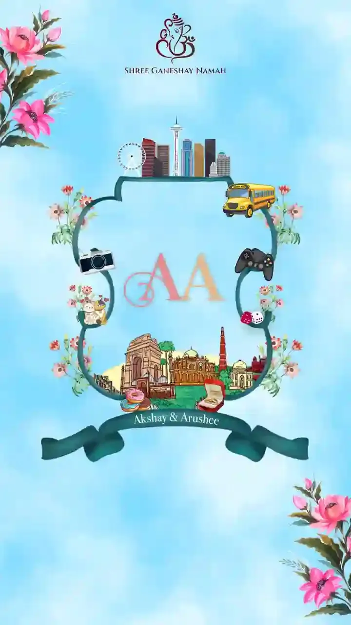 Elegant Muslim Nikah Ceremony Caricature Video Invite Design