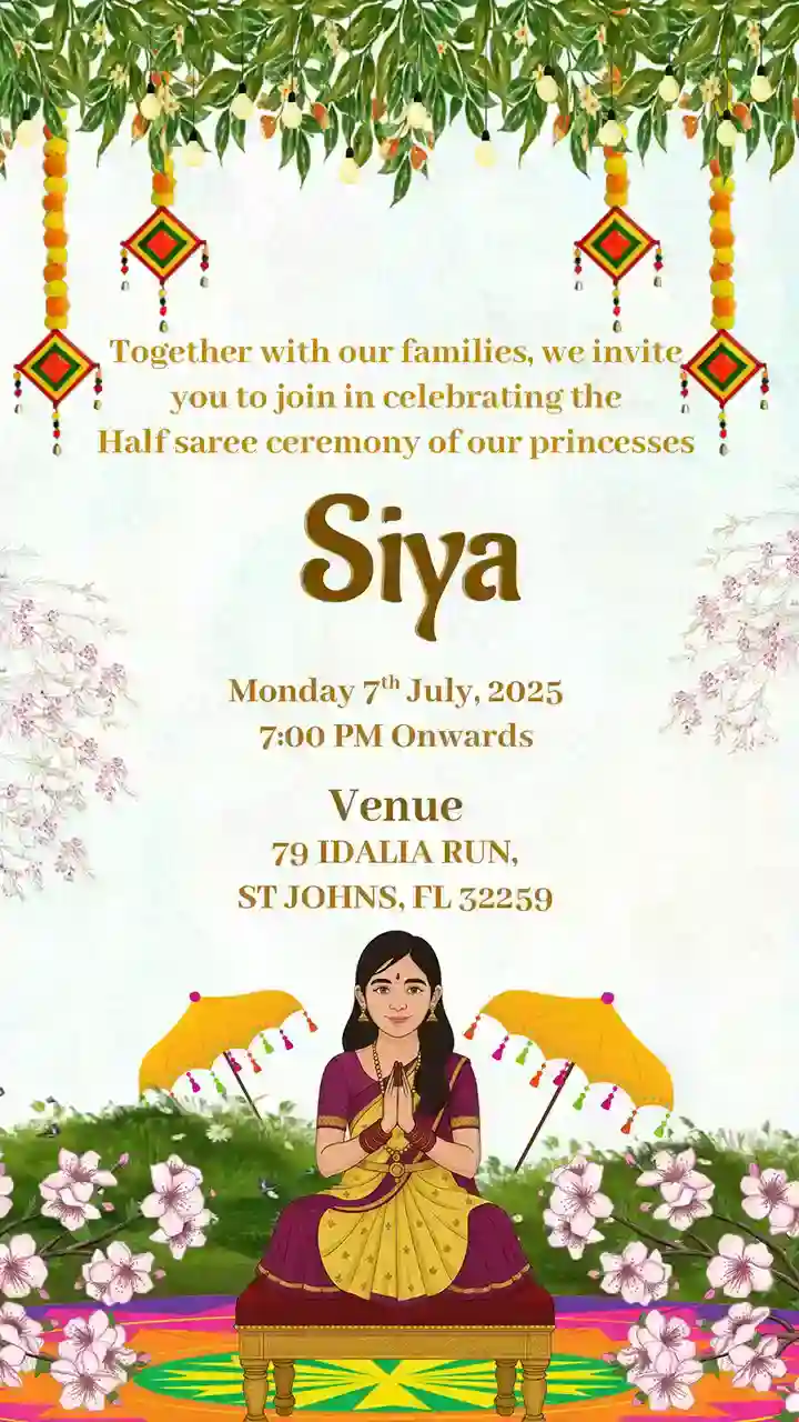 Beautiful Half Saree Ceremony Invitation Video for Girls