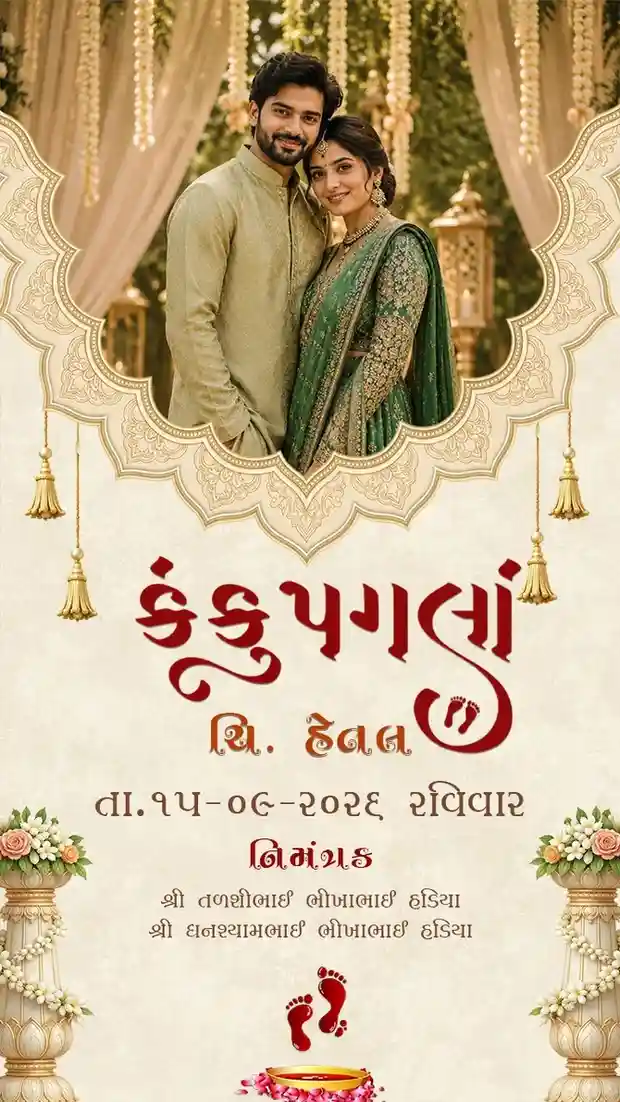 Gujarati Kanku Pagla Invitation Video for Traditional theme
