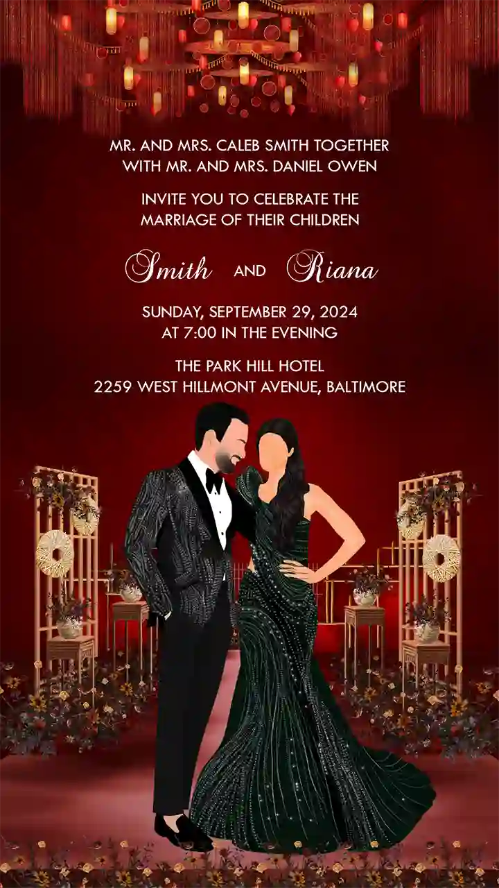 Wedding Invitation Video Red Glam Wedding Design