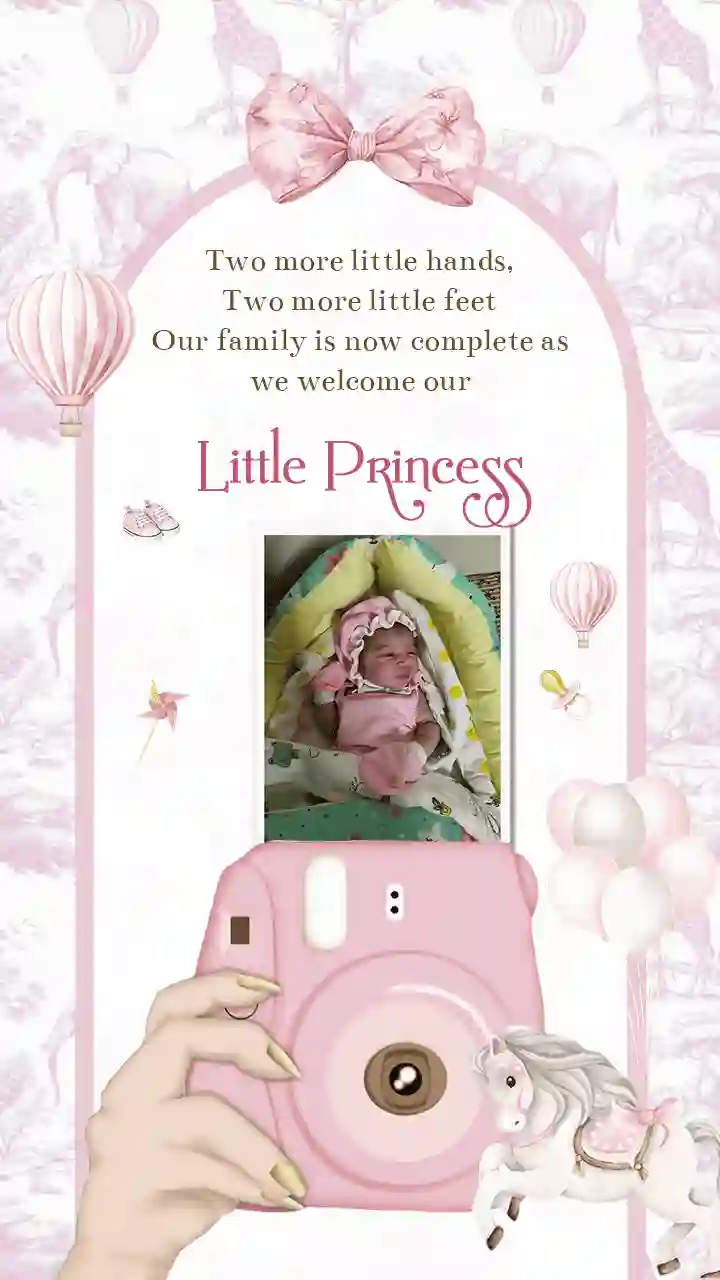 Celebrate Your Joy NewBorn Baby Girl Announcement Invitation Video