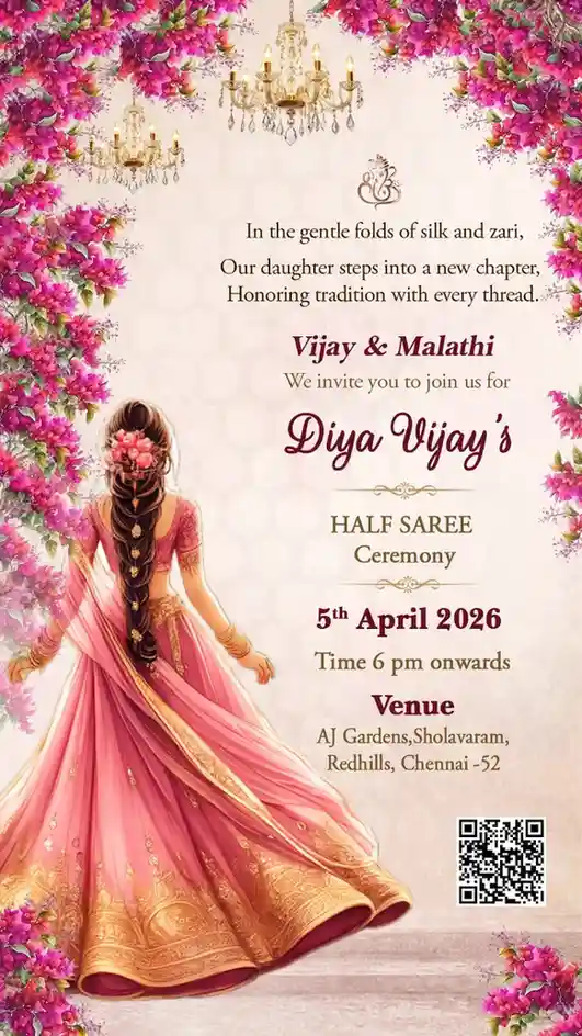 Modern Half Saree Function Invitation Video Templates