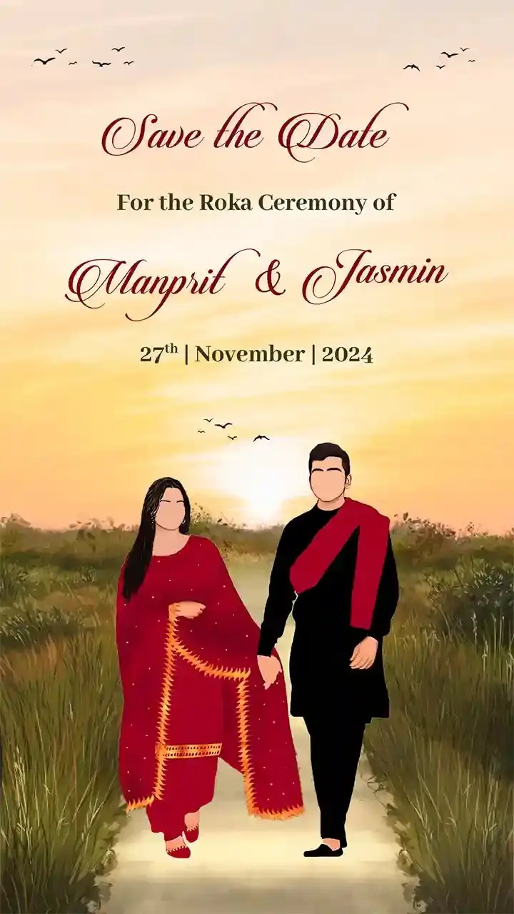 Save The Date Roka Ceremony Invitation Video Design Online