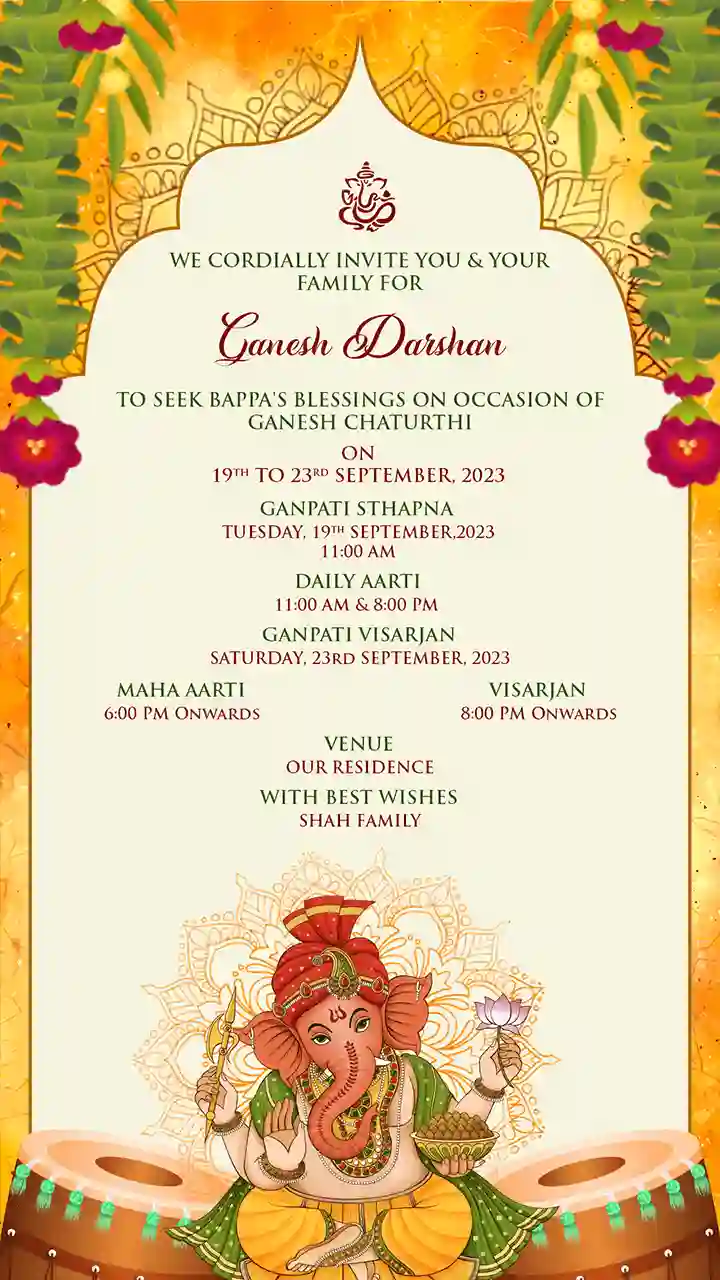 Ganesh Chaturthi Invitation Video in English for WhatsApp