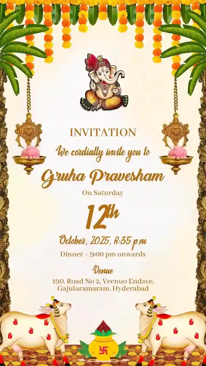 Creative Griha Pravesh Invitation Video Online Download