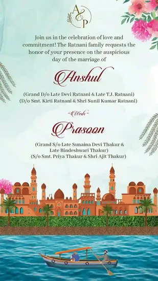 Luxury Caricature Indian Wedding Invitation Story Video
