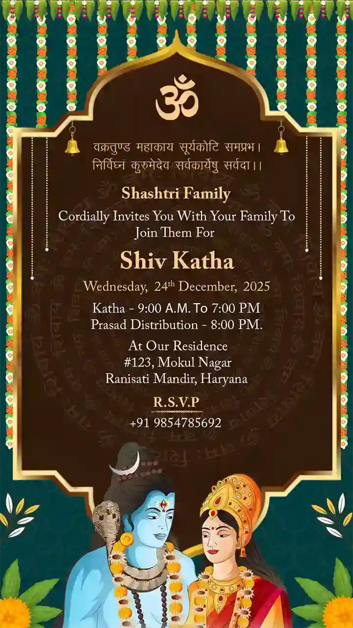 Design a Spiritual Shiv Katha Invitation Video Easily HD