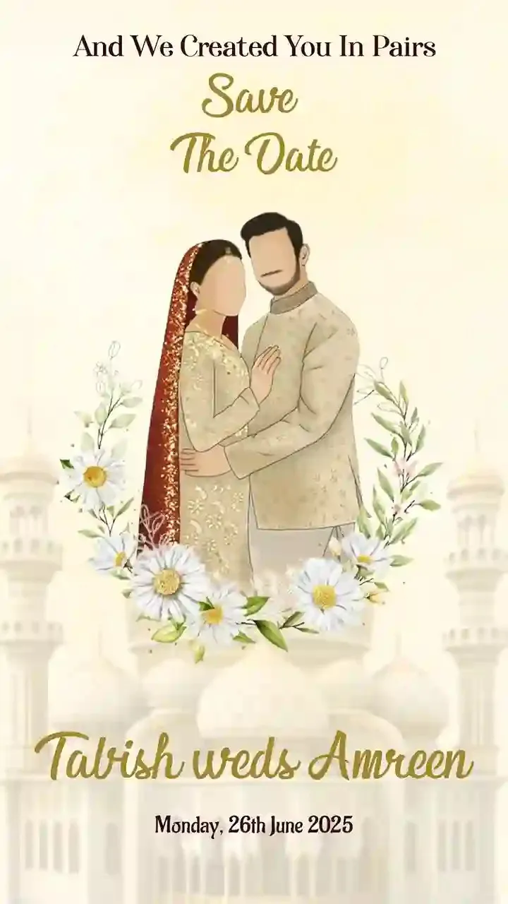 Caricature Nikah Ceremony Invitation Video Designs