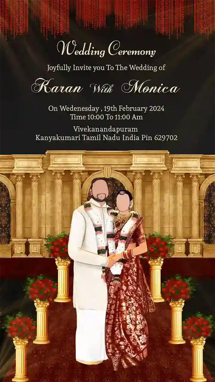 South Indian Wedding Invitation Video with Caricature Art