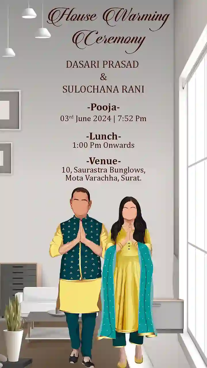 House Warming Invitation Video Traditional Pooja Theme