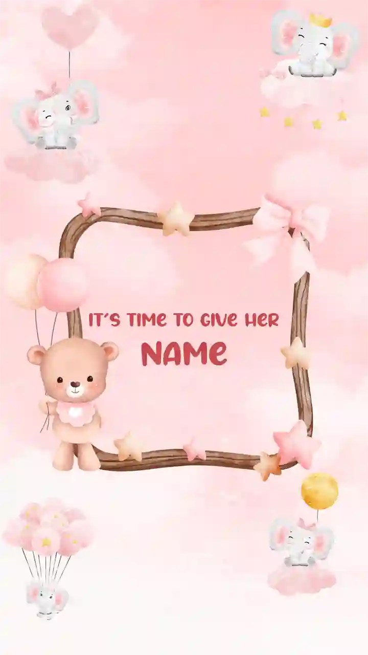 Modern Beautiful Pink Theme Naming Ceremony Invitation