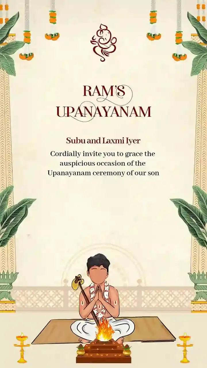 Upanayanam Invitation Video with Traditional Designs