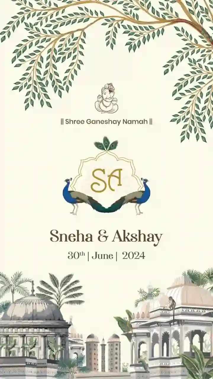 Modern Wedding Invitation in English to Share Online Design