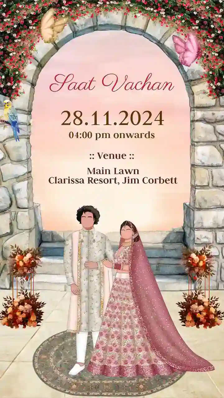 Create Golden Traditional Wedding Invitation Video Online