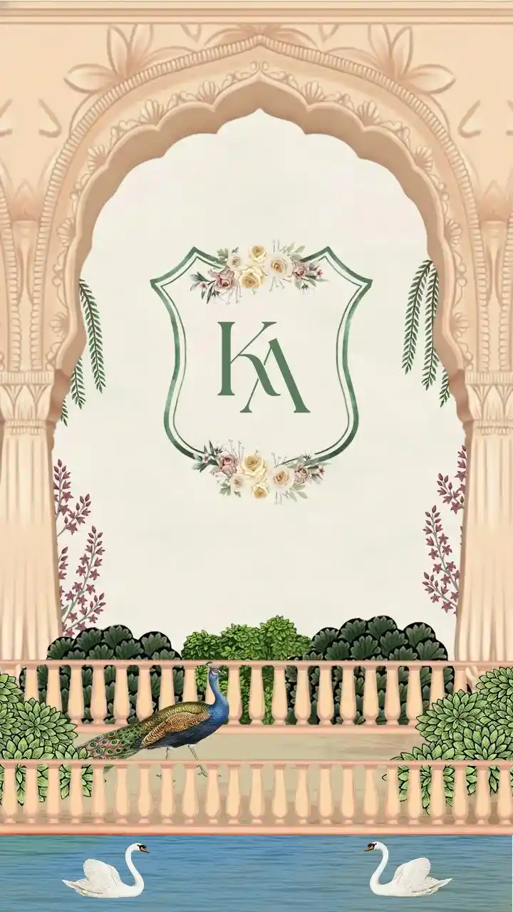 Elegant Wedding Invitation Video Template with Caricature