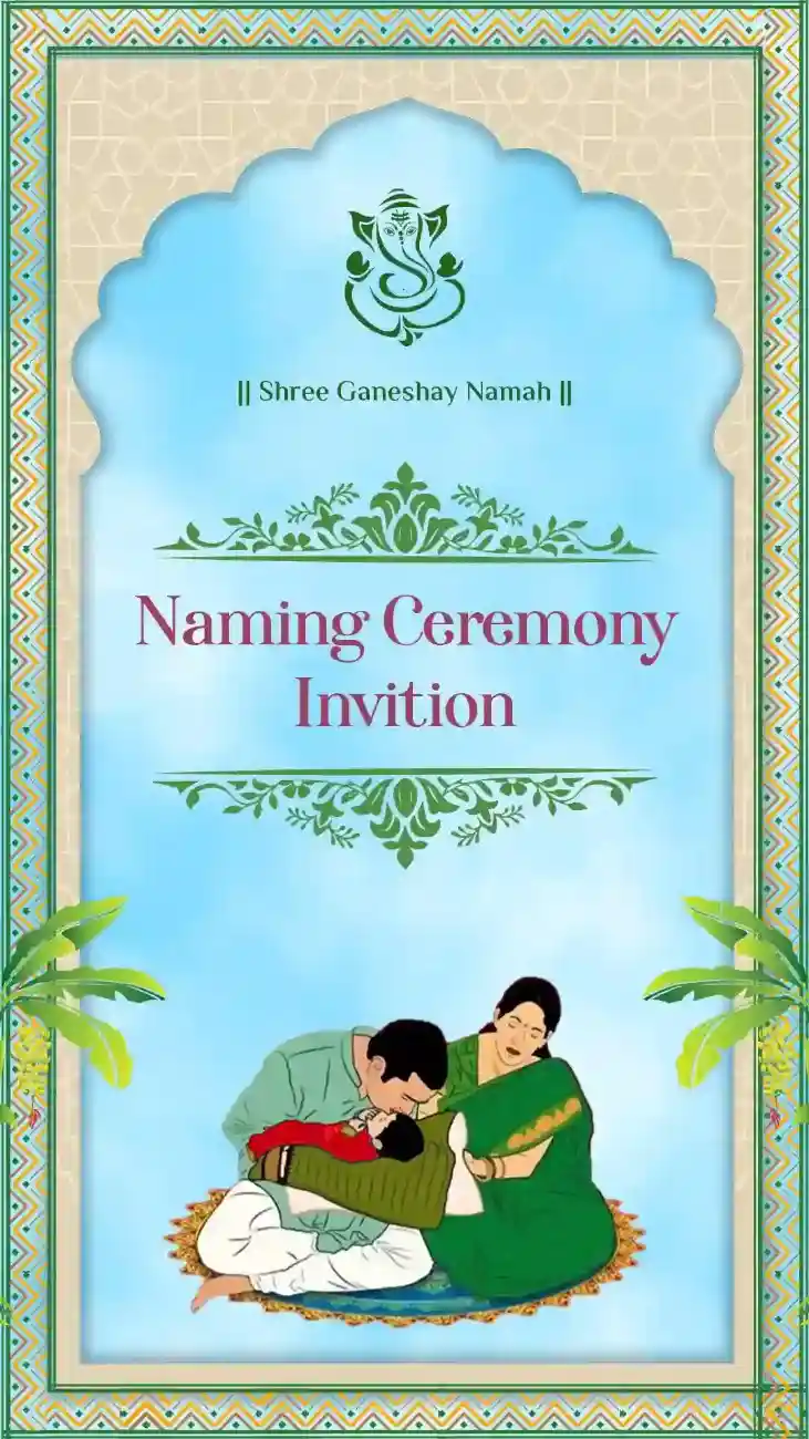 Modern Trending Caricature Naming Ceremony Invitation Video